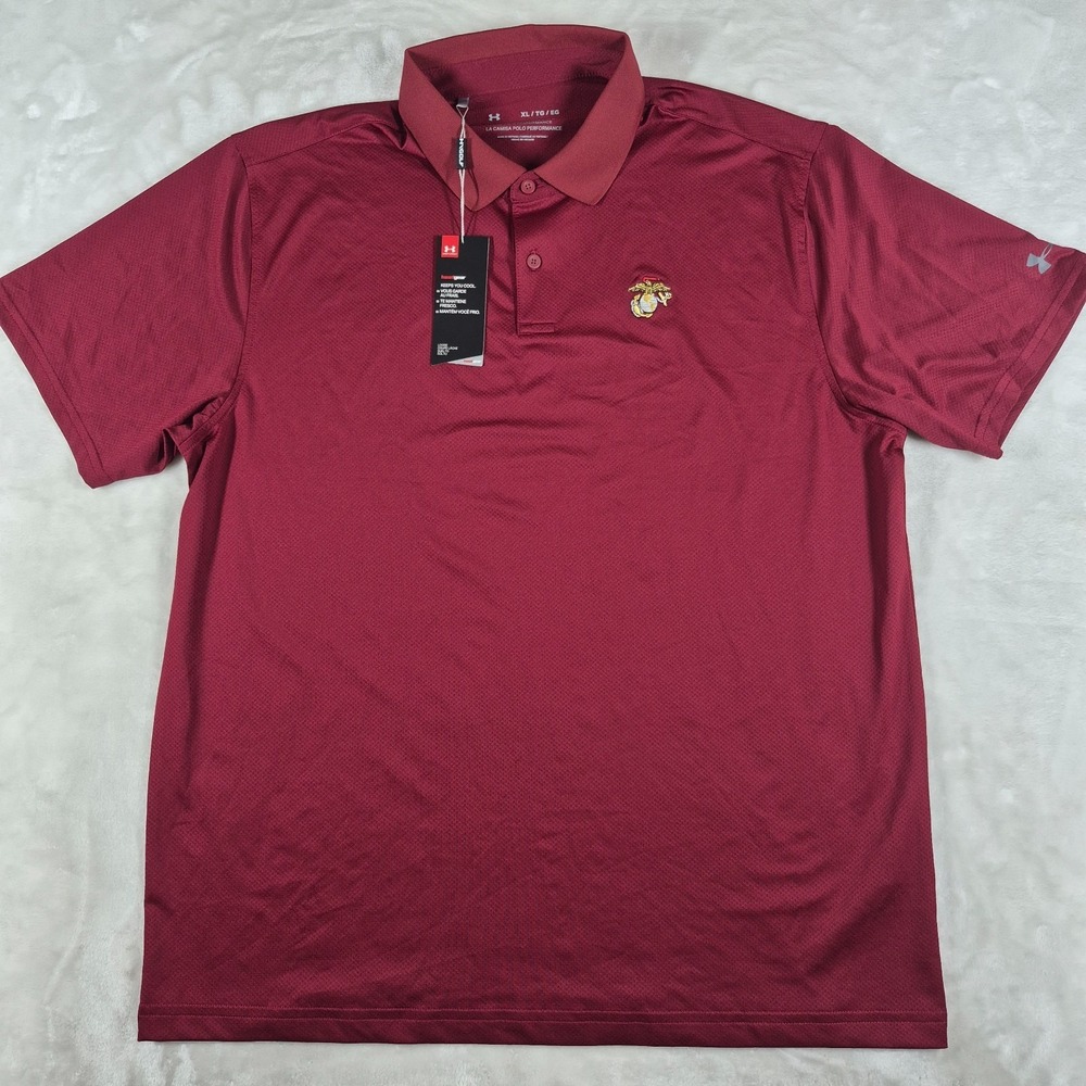 Under Armour The Performance Polo Shirt Men's XL Red Heat Gear Marines NWT